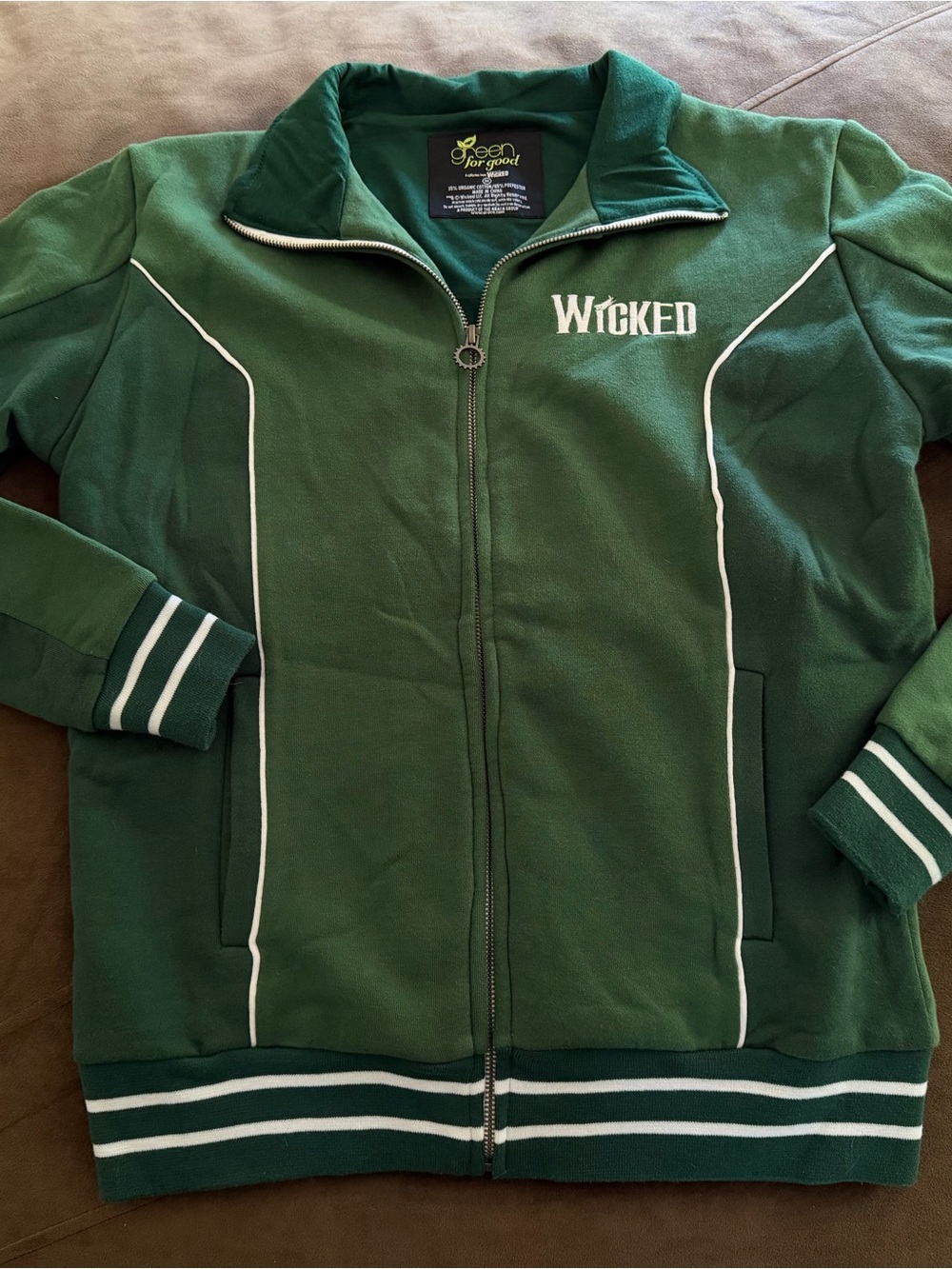 Wicked Green Full-Zip Hoodie Jacket Unisex  size Medium BROADWAY - Picture 8 of 12